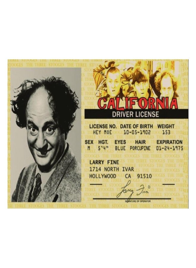 Signs 4 Fun Parody ID | 3 Stooges - Larry Driver’s License | Fake ID Novelty Card | Collectible Trading Card Driver’s License | Novelty Gift for Holidays | Made in the USA